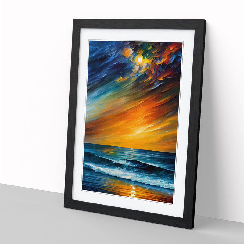 Ocean Painted - Picture Frame Print, 64cm H x 46cm W, Oak