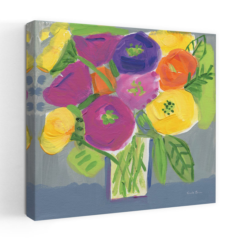 Bouquet contemporain coloré avec art coloré vif, H 24 po x l 24 po