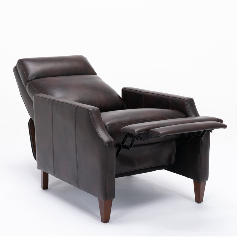 Ainka 28.25'' Wide Manual Standard Recliner, Burnished Brown Faux Leather