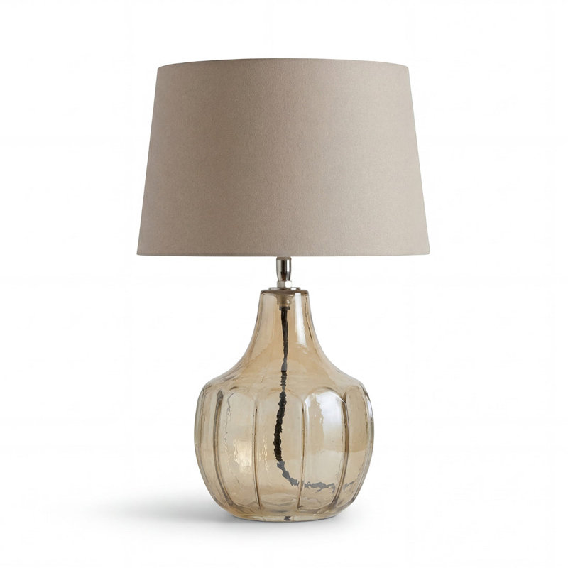 Glass Table Lamp Base - 22cm, Dark Grey Base/No Shade