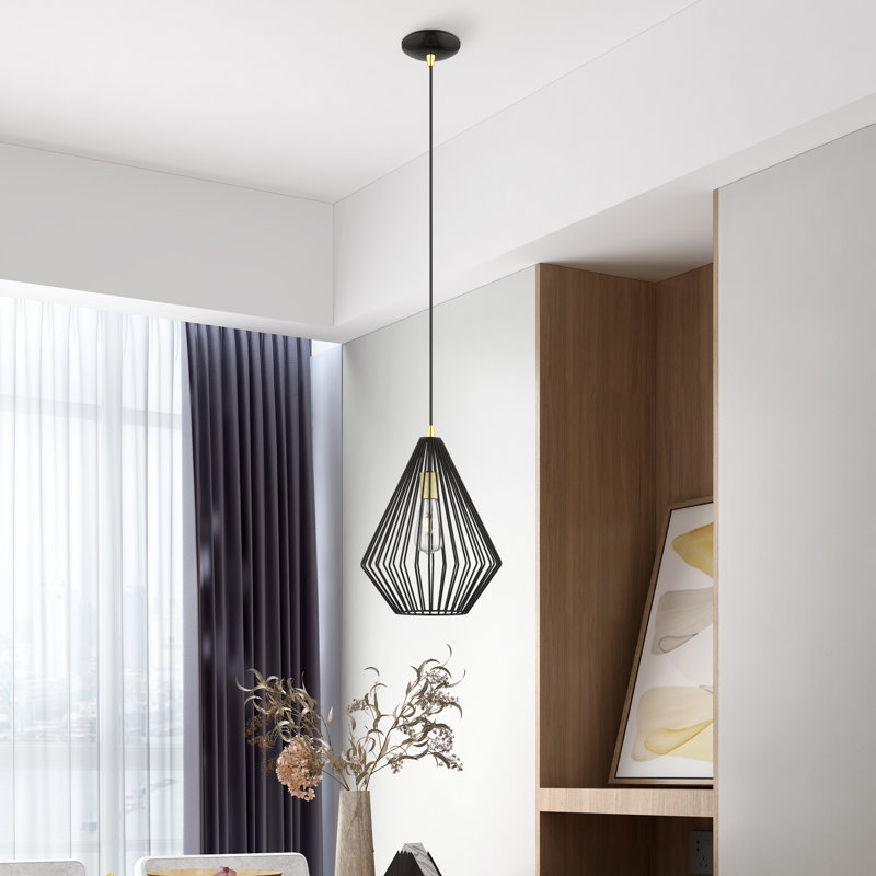 Donivon 1 - Light Pendant, Shiny Black/Polished Brass, Shiny Black