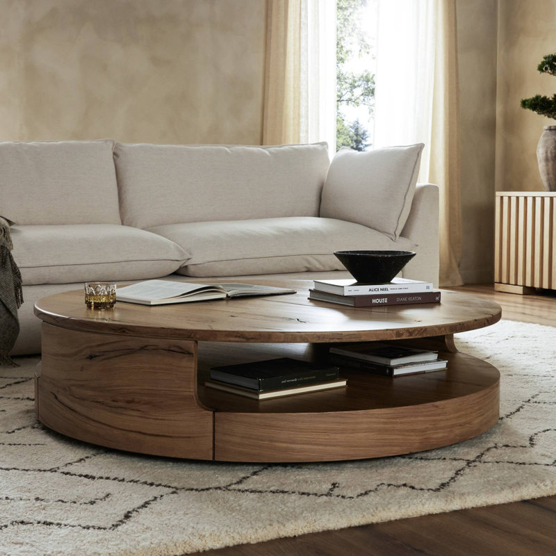 Matheus Solid Wood Coffee Table, Natural Reclaimed French Oak