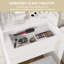Dressing Table With Charging, Led Lighted Mirror Makeup Vanity With Storage Stool, Glass Tabletop-2114247862