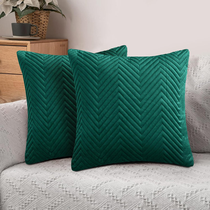 Ultra Soft Embossed Quilted Velvet Throw Cushion Covers for Sofa, Couch, & Bedroom Décor - Hidden Zipper, Machine Washable & Crushed Velvet