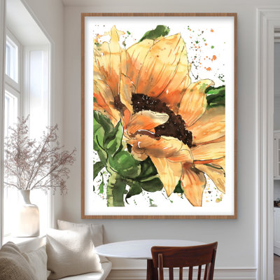 Tournesol en fleurs - imprimé mat brun encadré | Décoration intérieure