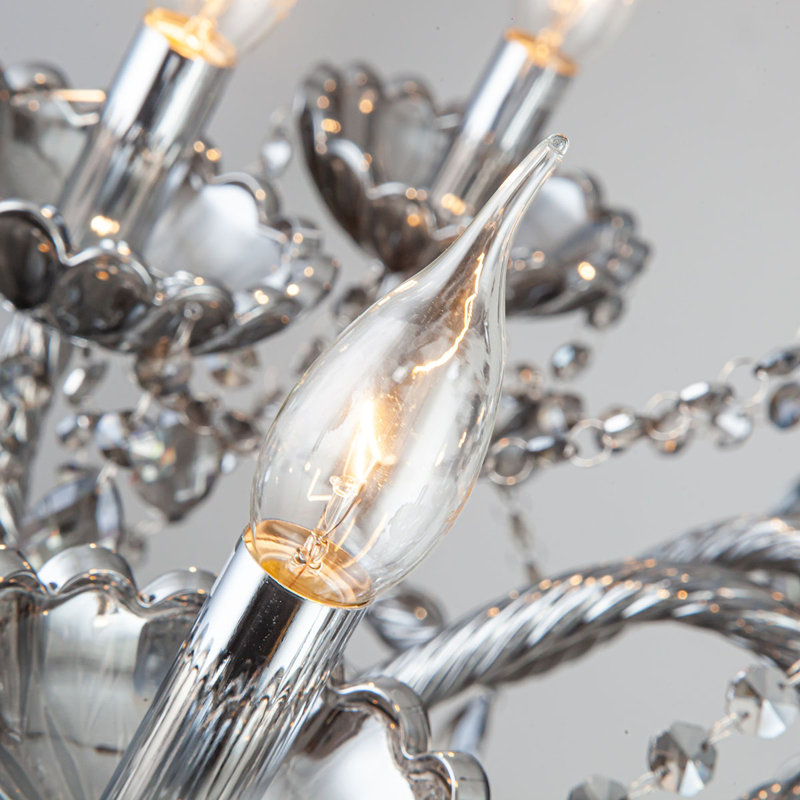 Ames Genuine Grey Crystal Chandelier, 60cm H x 55cm W x 60cm D
