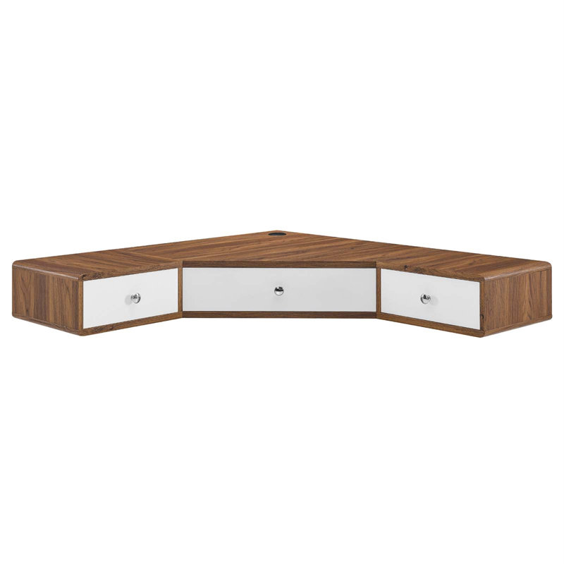 Mid-Century 47" Walnut Wall-Mounted Office Desk with Drawers