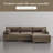 4 - Piece Upholstered Light Brown Faux Rabbit Fur Flannel Reversible Modular Sofa Living Room Sectional Couch with Ottoman-255998398