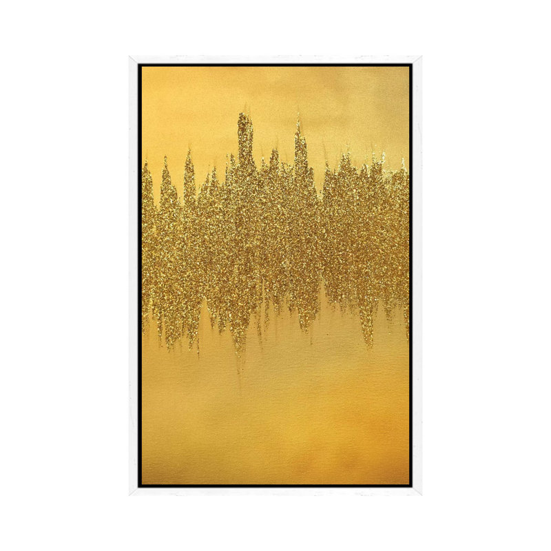 Gold Shimmer by Amber Lamoreaux - Painting on Canvas, White Framed, 101.6cm H x 66.04cm W x 3.81cm D