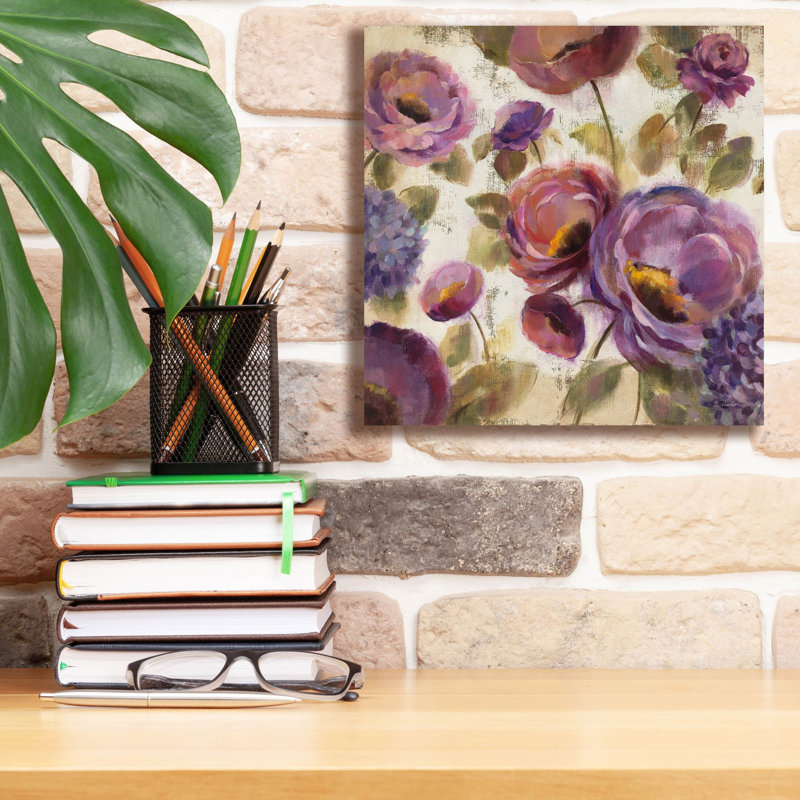 «Epic Graffiti» «Blue and Purple Flower Song 2» par Silvia Vassileva, art mural sur toile, 12 po x 12 po, H 12 po x l 12 po
