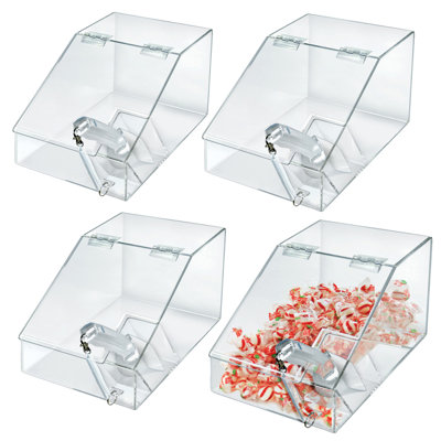 1.5 Gallon Acrylic Candy Bin with Lift-Open Top and Scoop, 4 Pack