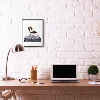 " Fashion Designer Shoes Bookstack Blue Watercolor "