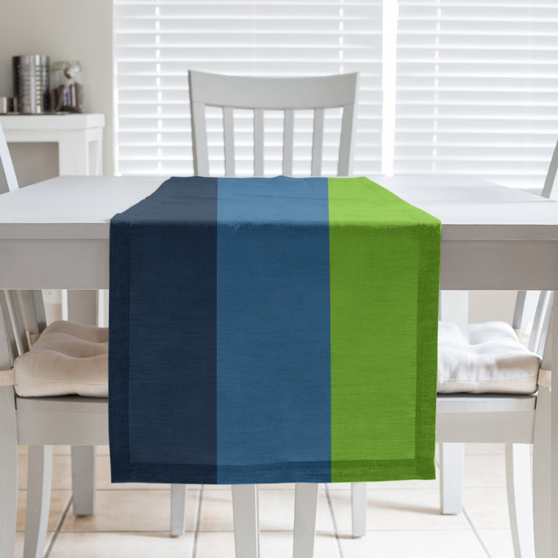 Minnesota Basketball Table Runner, 90" L x 16" W, Navy/Blue/Aurora Green, Cotton Twill