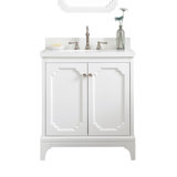 Queen 30" Sink Carrara Quartz Countertop Bath Vanity with Faucet