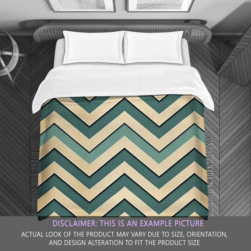 Checkered Comforter, Twin Extra Long Comforter, Gold/Green Chevron