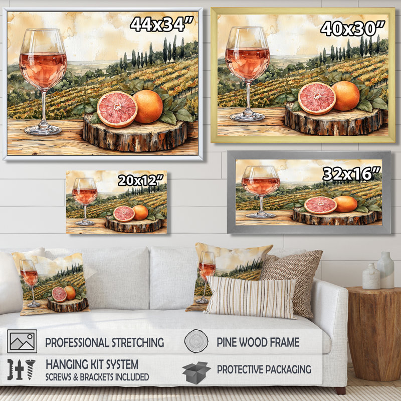 Birtie - Vineyard, art mural, H 30 po x l 40 po, Reproduction encadrée d'une seule photo, Noir