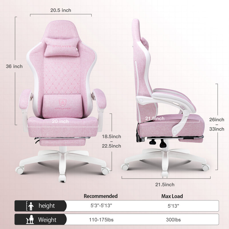 Gaming Chair, Ergonomic Computer Office Chair, High Back Office Chair With Pocket Spring Cushion, Lumbar Support, Adjustable Linkage Armrests & Footrest