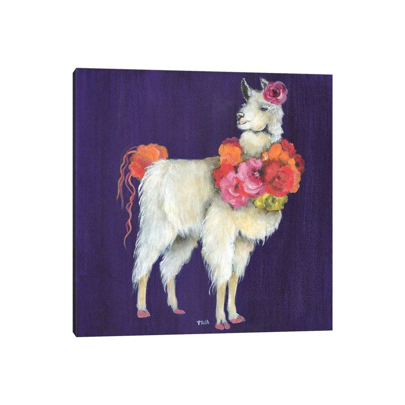 Fleurs de lama - reproduction d'art, H 12 po x l 12 po x P 1,5 po, Toile tendue, Sans mat