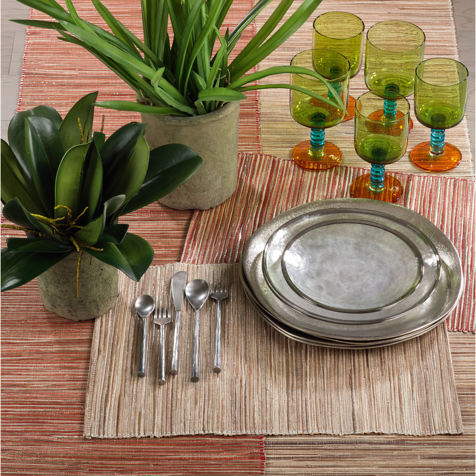 Bevis Shimmering Woven Nubby Texture 20" Placemat, Natural