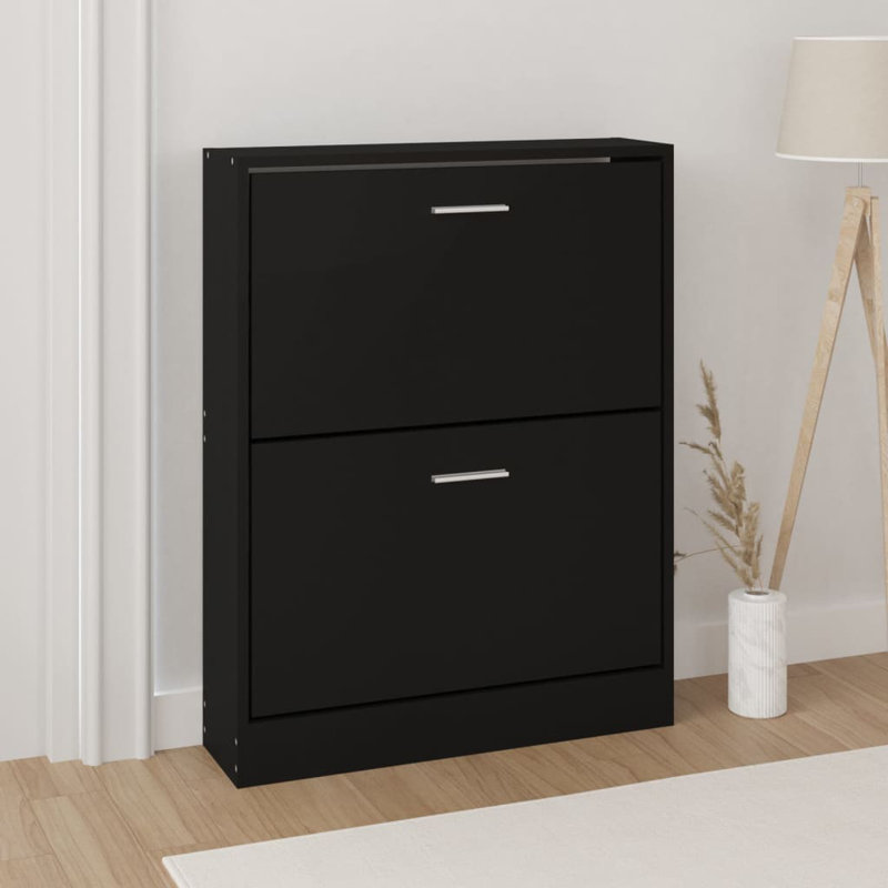 Shoe Cabinet 59x17x81 cm Engineered Wood, Black