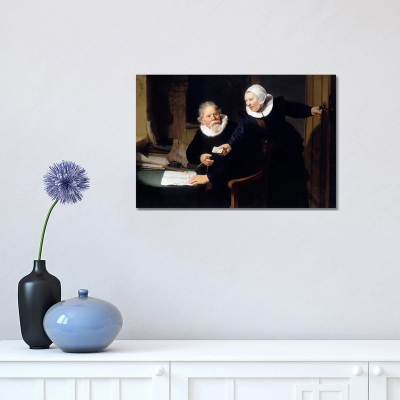 The Shipbuilder & His Wife by Rembrandt van Rijn - 1 Piece Wrapped Canvas Wall Art, 30.48 cm H x 45.72 cm W