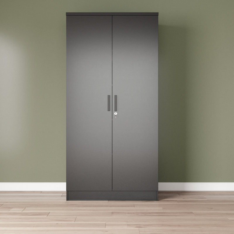 Armoire en bois manufacturé Schriver Harmony, Noir