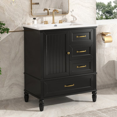 Meuble-lavabo simple 30 po avec comptoir en céramique