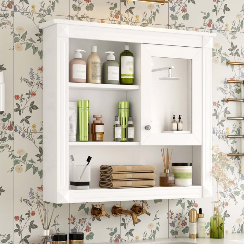 32'' Bathroom Wall Cabinet With Mirror, White