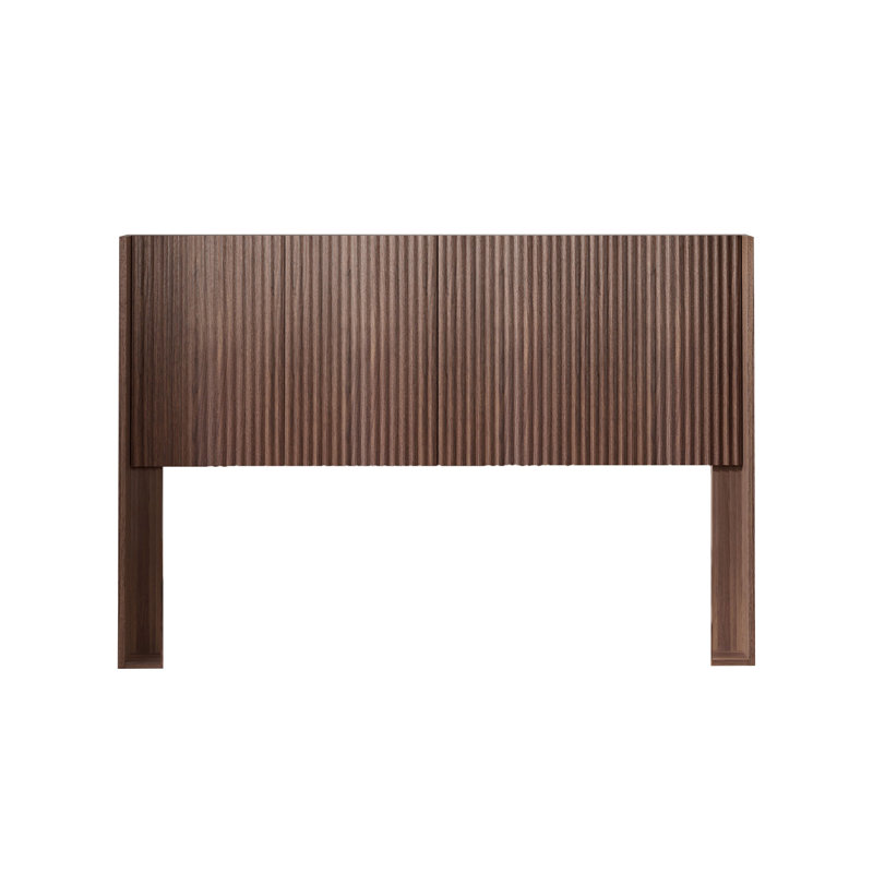 Wood Headboard Queen Size, 64.4" Wide Wooden Queen Headboard Only, Modern Farmhouse Headboards, Wall Mounted Fluted Panel, Wingback Boho Headboards, Walnut