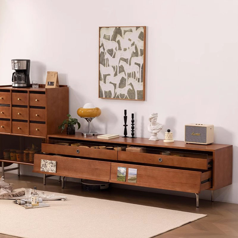 Meuble télé en bois de noyer massif, H 23,62 po x l 82,68 po x P 15,75 po