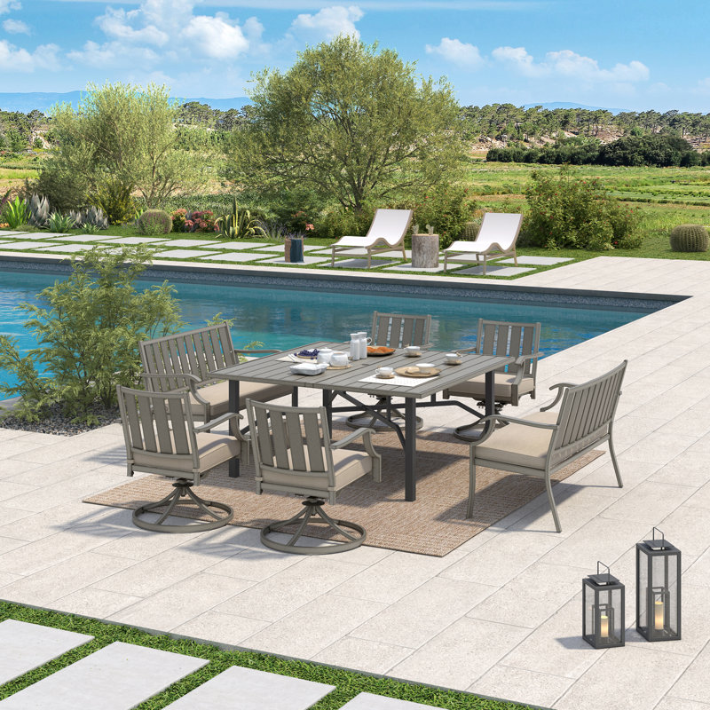 Azur Square 8 - Person 63.2" Long Dining Set with Sunbrella® Cushions