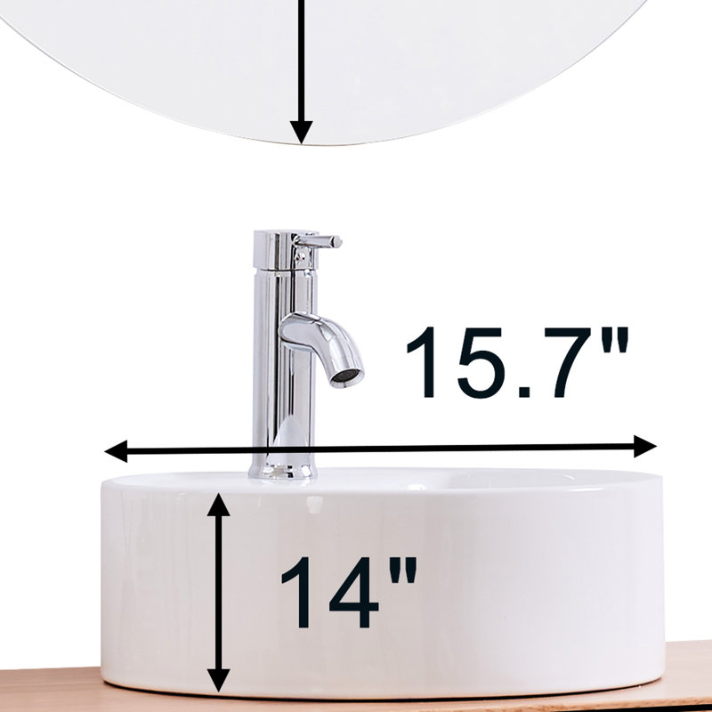 Waterloo Solid Wood Bathroom Vanity, 32-Inch Double Drawer + Single Door, Round Art Ceramic Sink, Blue Cabinet, Ample Storage, 40X40x6 Inches, White Sink Top, Fresh Atmosphere, 40-Inch Width, 20 Weight