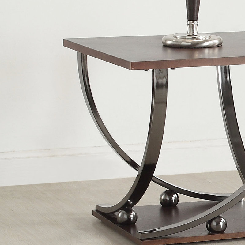Table de bout contemporaine en nickel noir avec rangement inférieur - tablette de 33,25 pouces de profondeur s'adaptant à divers styles de maison