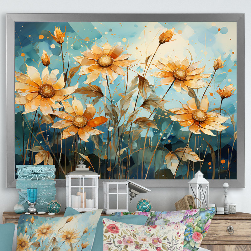 Rêves de tournesols surréels surréels, Cadre photo argenté, H 16 po x l 32 po x P 1 po