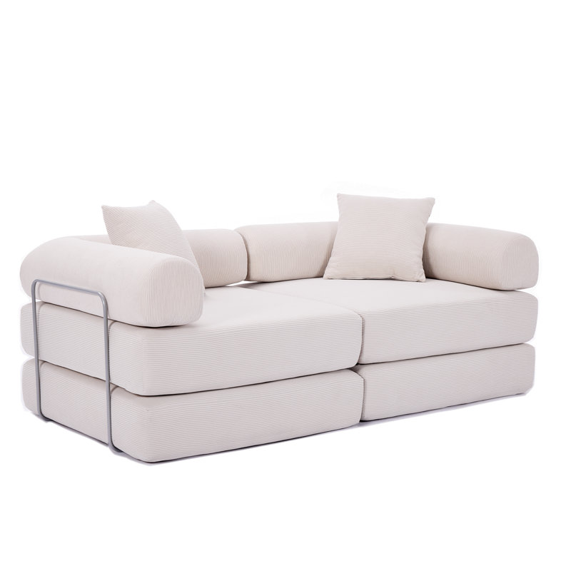 Canapé-lit modulaire Boneless avec accoudoirs amovibles, canapé-lit pliant en velours côtelé pour petits espaces, sans assemblage