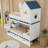 Twin Over Twin Wooden Bunk Bed with Staircase, Drawers and LED Lighting-1274228897
