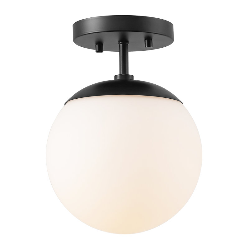 Statler Glass Semi Flush Mount, Black