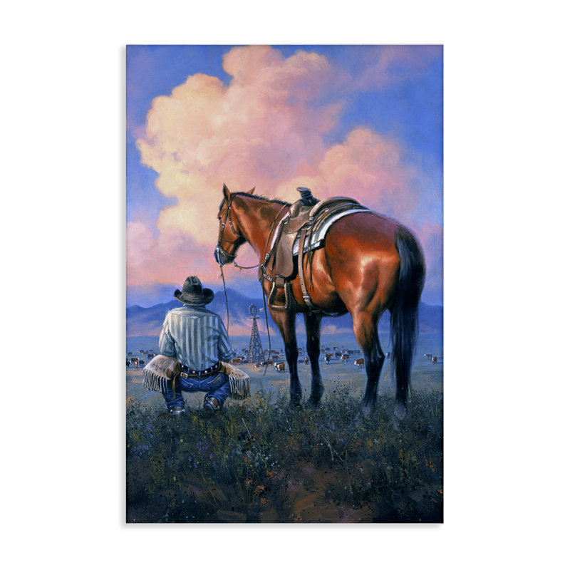 "Counting Blessing Western Cowboy", art mural par Jack Sorenson, H 24 po x l 16 po