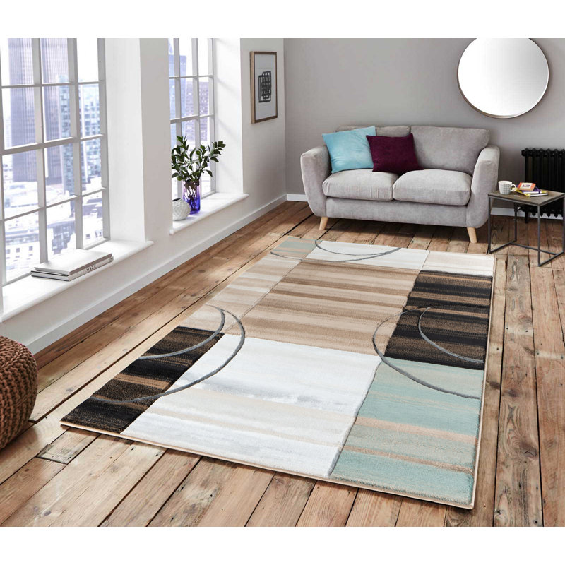 Tapis abstrait brun / beige Anjolie, Rectangle 3 pi 9 po x 5 pi 9 po