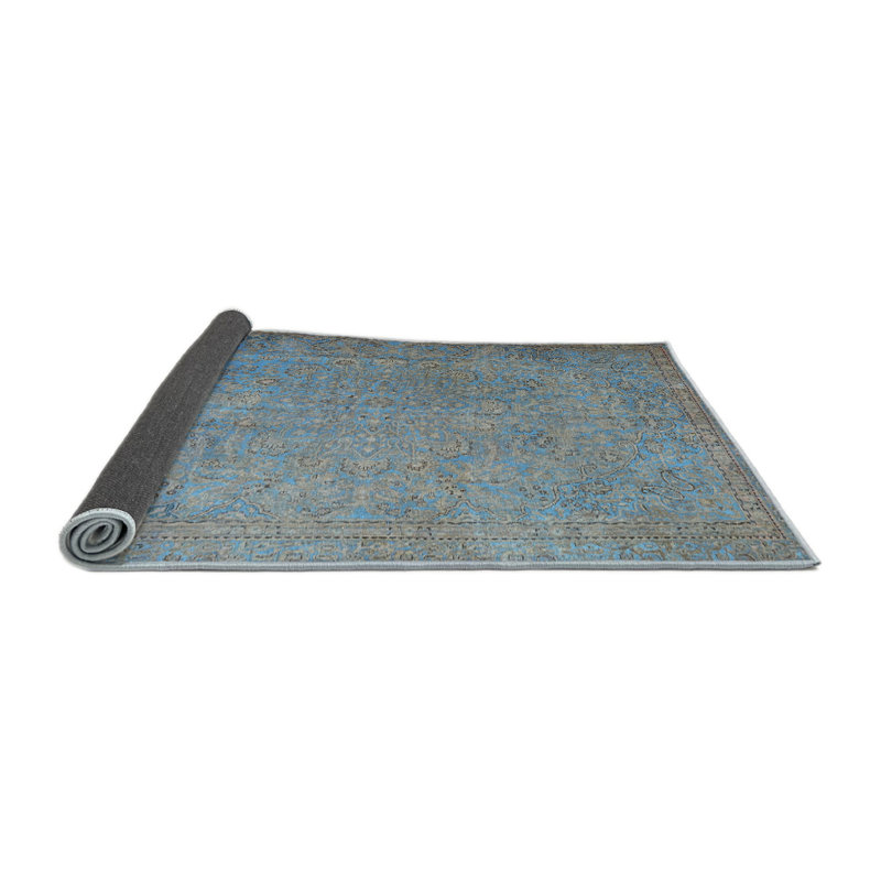 Tapis oriental bleu ciel / gris en laine Masis, Rond 8 pi