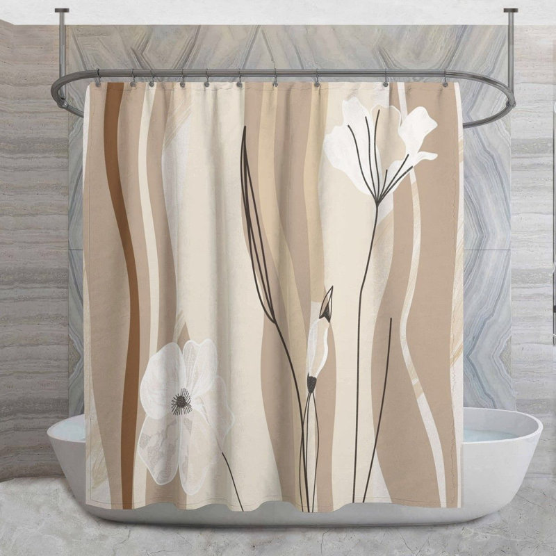 Rideau de douche Botanical illustration - Décoration de salle de bain abstraite, H 83 po x l 70 po