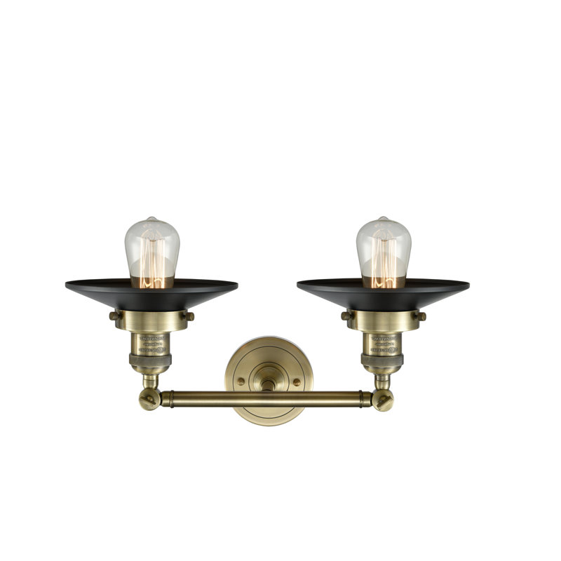 Éclairage pour salle de bain à intensité variable 2 lumières Gault, Laiton antique, Ampoule DEL 6 watts Vinage, Noir mat