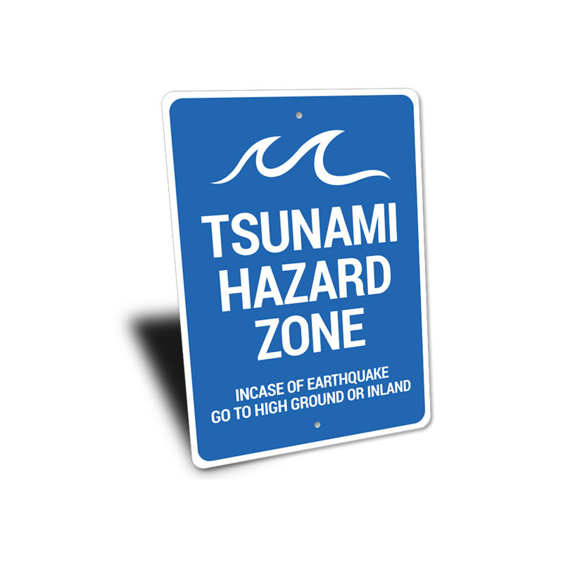 Enseigne de zone de danger du Tsunami, H 18 po x l 12 po x P 0,06 po