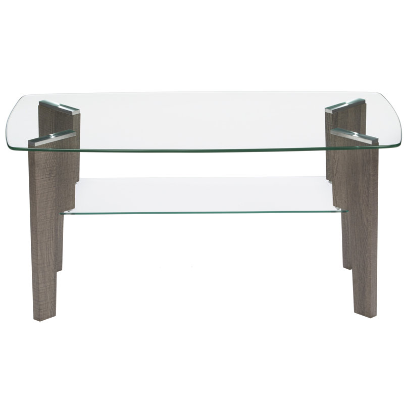 Armendariz Glass Top Coffee Table, 18" H x 41.4" W x 25.5" D