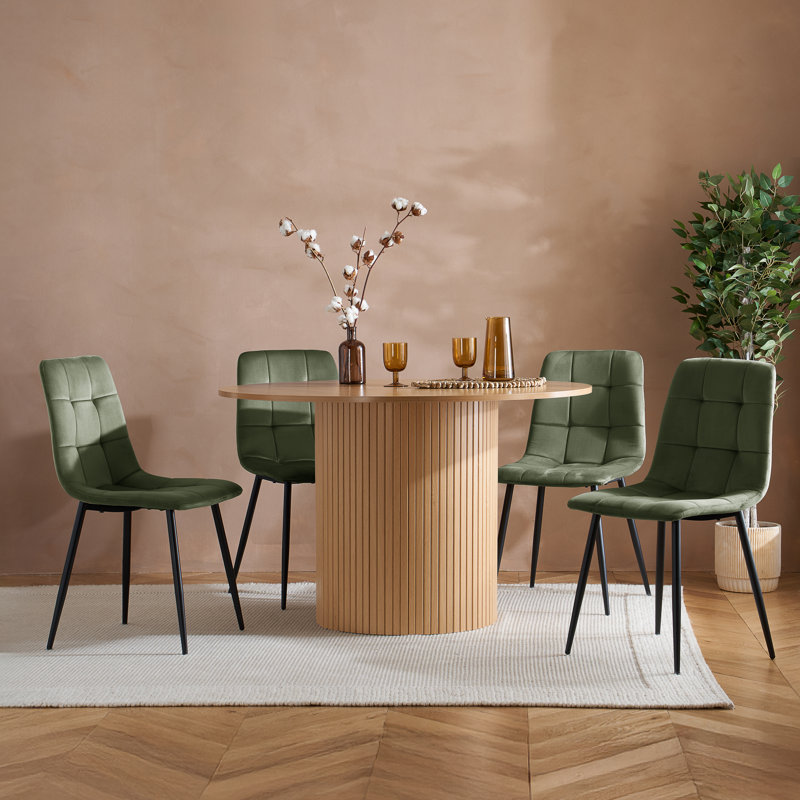 Suire PAIR OF FABRIC DINING CHAIRS, Matte Black, Green