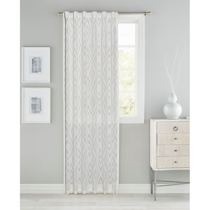 Rideau en polyester, L 54 po x L 108 po, Blanc