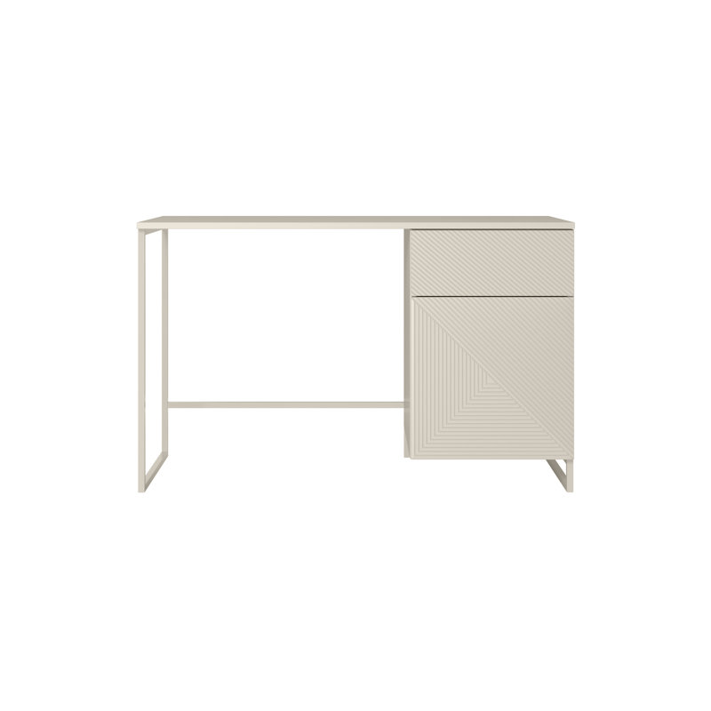 Almitra Metal Base Computer Desk, Beige