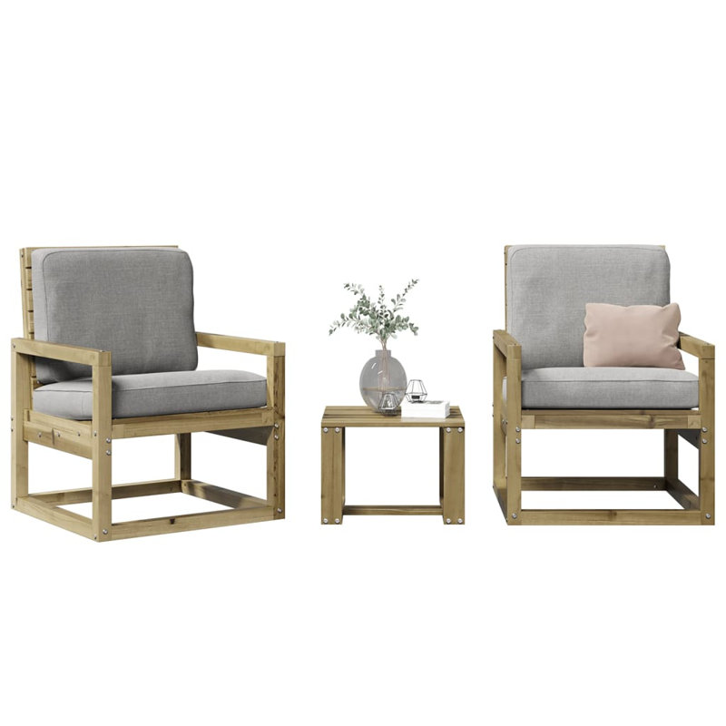 Alpen Home 3 Piece Garden Lounge Set Impregnated Wood Pine, Honey Brown