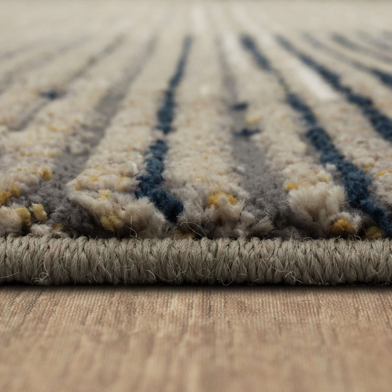 Gray Geometric Stain-Resistant Synthetic Area Rug