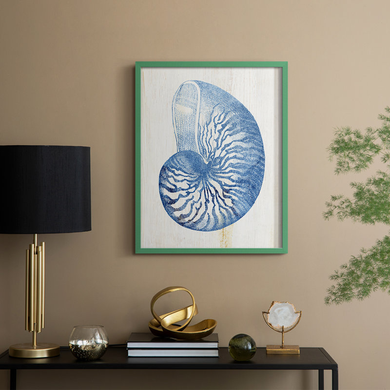 Reproduction encadrée Shell IV - bois massif, Vert, H 15 po x l 12 po